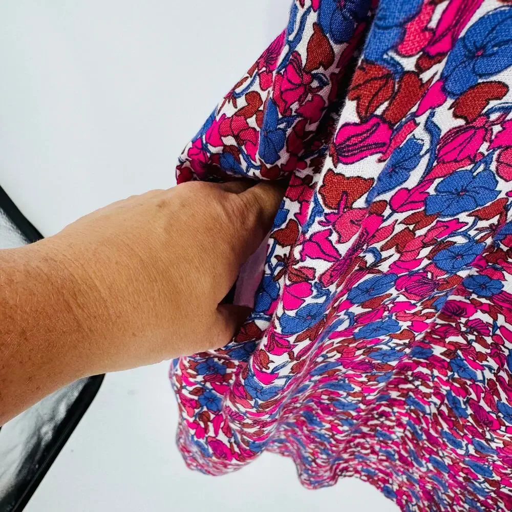 J. Crew Pink Purple Afternoon Linen Smocked‎ Mini Dress Feminine Size XXL